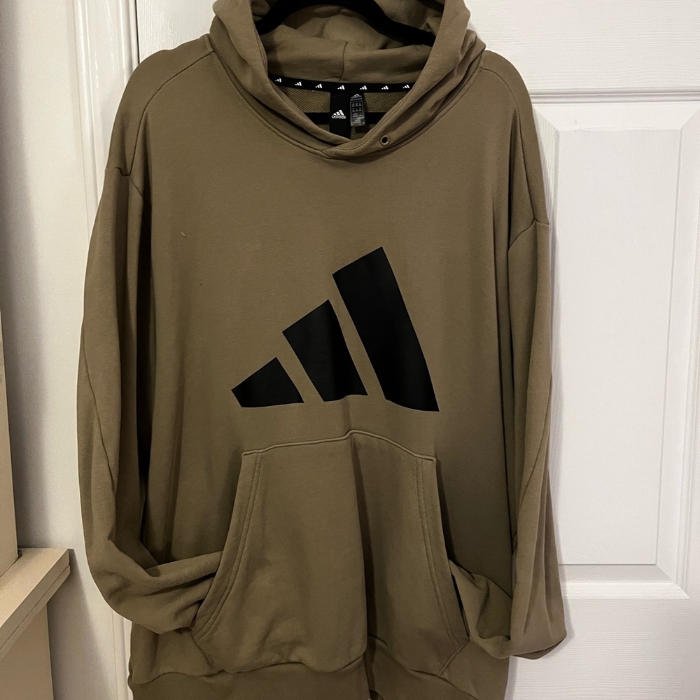 Adidas Men's Army green Hoodie with Black Logo